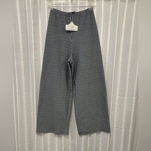 Angie NWT High Waist Wide Leg Gray White Stripe Dress Pants Trousers Size‎ M